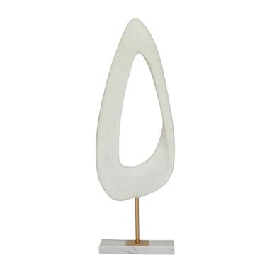Deco 79 Polystone Abstract Decorative Sculpture Cut-Out Home Decor Statue with Marble Stand, Accent Figurine 7" x 3" x 20", White image