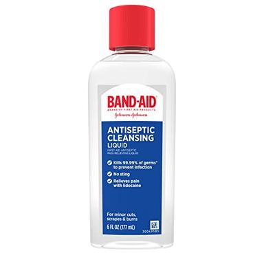 Band-Aid Brand Pain Relieving Antiseptic Cleansing Liquid, Lidocaine HCl, 6 fl. Oz image