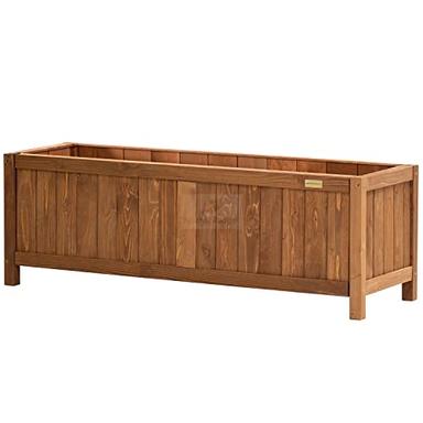 NatraHedge 15" Hampton Classic Wooden Planter Box Indoor and Outdoor Use for Patio Garden (44" x 15" x 15") image