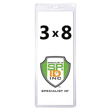 Heavy Duty 3 X 8 Ticket Holder - Clear Plastic Extra Large Badge or Card Sleeve Protector for Concert, Season Tickets, Sporting Event Pass and More by Specialist ID image