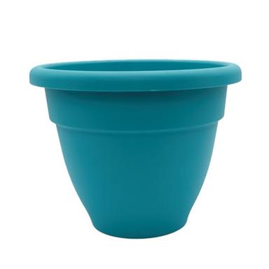 The HC Companies 8 Inch Caribbean Planter - Lightweight Indoor Outdoor Plastic Plant Pot for Herbs and Flowers, Dusty Teal image