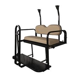 ProFX Golf Cart Rear Flip Seat Kit with Grab Bar for Club Car Precedent, Tempo, and Onward Gas & Electric Golf Carts | Buff (Beige) Cushions | Compatible with 2004-Up Models image