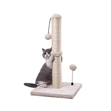 MECOOL Cat Scratching Post Premium Basics Kitten Scratcher Sisal Scratch Posts with Hanging Ball 22in for Kittens or Smaller Cats (22 inches for Kitten, Beige) image