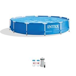 INTEX 28211EH Metal Frame Above Ground Swimming Pool Set: 12ft x 30in – Includes 530 GPH Cartridge Filter Pump – Puncture-Resistant Material – Rust Resistant – 1718 Gallon Capacity image