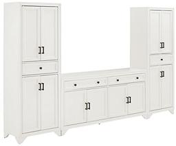 Crosley Furniture Tara 3-Piece Sideboard and Pantry Set, Distressed White image