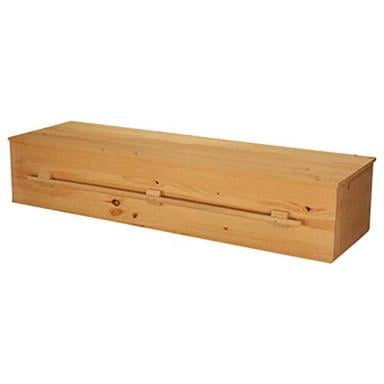 Titan Casket Eco-Friendly Unfinished White Pine Box Casket with Wooden Handles - Handcrafted, Biodegradable Funeral Coffin, Fits Standard Burial Vaults image