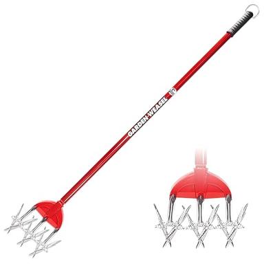 Garden Weasel Rotary Cultivator with Detachable Tines - Long Handle | Aerate, Weed, Cultivate, Plant, Reseed | Lawn Reseeding Garden Tool, Garden Soil Loosener | 90206 image