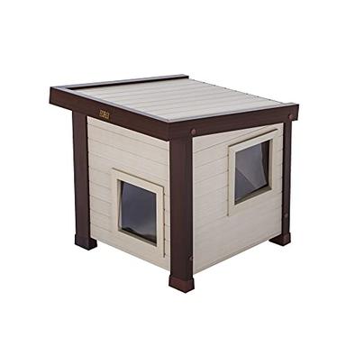 New Age Pet® ECOFLEX® Albany Outdoor Feral Cat House for Multiple Cats with Quick & Easy Assembly, 2 Vinyl Door Flaps Included, Moisture and Odor Resistant image