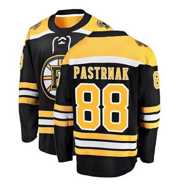 Custom Mens Home Hockey Jersey Pastrnak Stitched Long Sleeves Black Large image
