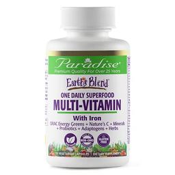 Paradise Herbs, Earth's Blend, Multivitamin, with Iron, 48 Organic Superfoods, Probiotics, Antioxidants, Vitamins A, B12, C, D, K2, Unflavored, 120 image