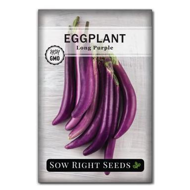 Sow Right Seeds - Long Purple Eggplant Seeds for Planting - Non-GMO Heirloom Packet with Instructions to Plant an Outdoor Home Vegetable Garden - Grow This Chinese Variety Indoors or Outdoors (1) image