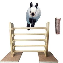 kathson Rabbit Jump Bar, Natural Wood Toy Set Adjustable Height Jump Hurdle Bar Rabbit Exercise Obstacle Training Games image