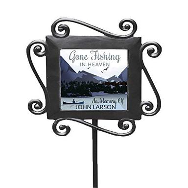 GiftsForYouNow Personalized Gone Fishing in Heaven Memorial Garden Stake, 28 x 8.5 Inches image