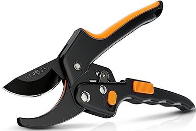 Ratchet Pruning Shears for Gardening Heavy Duty - Increases Cutting Power 3x - Perfect Ratchet Pruners for Weak Hands & Arthritis- 8” Anvil Garden Clippers - w/Extra Sharp Blade for Effortless Cutting image