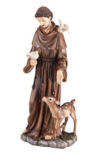 Fox Valley Traders St. Francis of Assisi Decorative Garden Statue, Weather-Resistant Resin, 16” High image