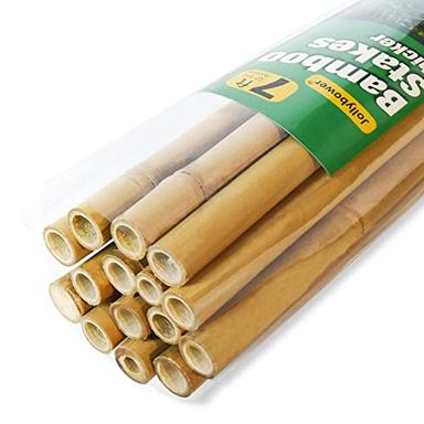 Jollybower 15pcs 3/4" D Thicker Heavy Duty Bamboo Stakes, 7FT Plant Stakes, Natural Garden Stakes for Tomato, Bean, Flowers,Trees Potted and Climbing Plant Support image