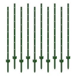 BRRIY 3-4-5-6-7 Feet Metal Fence Post,6 Feet 10 Pack Heavy Duty Garden Fence Post,Steel Fence Post with U-Channel,No Dig U Pointed Bottom Fence Posts,Corner Anchors for Yards,Lawns and Gardens image