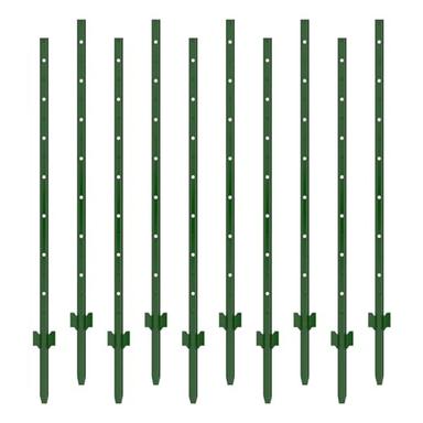 BRRIY 3-4-5-6-7 Feet Metal Fence Post,6 Feet 10 Pack Heavy Duty Garden Fence Post,Steel Fence Post with U-Channel,No Dig U Pointed Bottom Fence Posts,Corner Anchors for Yards,Lawns and Gardens image