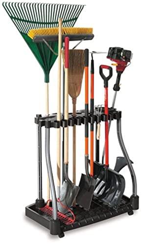 Rubbermaid Garage Tool Tower Rack, Easy to Assemble, Wheeled, Organizes up to 40 Long-Handled Tools/Rakes/ Brooms/Shovles in Home/House/Outdoor/Shed, Black image