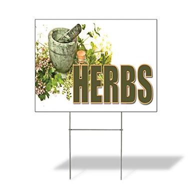Fastasticdeals Weatherproof Yard Sign Herbs A Outdoor Advertising Printing Lawn Garden Farmers Market Banners 18x12 Inches 1 Side Print image