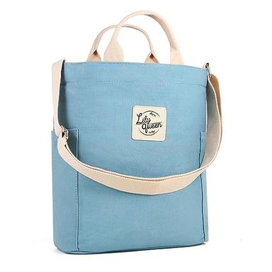 Lily queen Women Canvas Tote Handbags Casual Shoulder Work Bag Crossbody (Blue) image