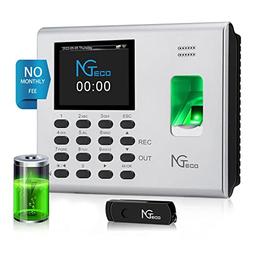 NGTeco Time Clocks for Employees Small Business, 2.4GHz WiFi Fingerprint Time Clock with Battery, Automatic Punch in and Out Time Card Machine with App for iOS Android (0 Monthly Fees) image