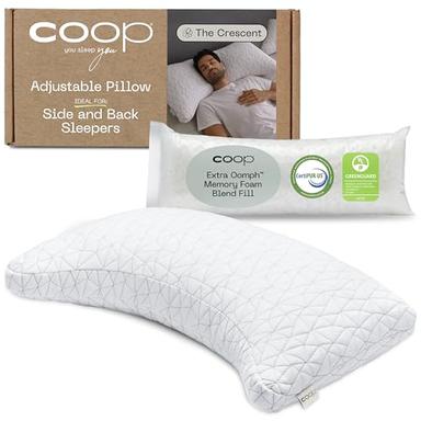 Coop Home Goods The Original Crescent Adjustable Pillow, King Bed Pillows for Shoulder, Neck & Head Support, Crescent Foam Pillows - Medium Firm for Back & Side Sleeper, CertiPUR-US/GREENGUARD Gold image