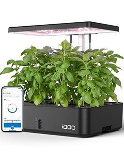 iDOO WiFi 12 Pods Hydroponics Growing System with APP Controlled, Indoor Herb Garden with Pump System, Auto-Timer Smart Garden, Grow Light for Home Kitchen Gardening image