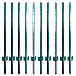 ARIFARO Fence Posts 4 Feet Sturdy Duty Metal Fence Post, Pack of 10, No Dig Garden U Post for Wire Fencing Steel Post for Yard, Outdoor Wire image