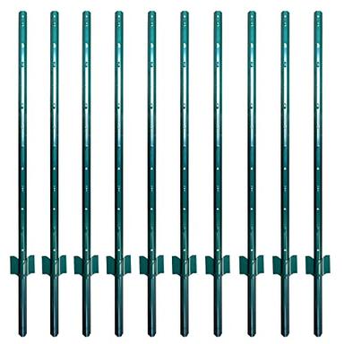 ARIFARO Fence Posts 4 Feet Sturdy Duty Metal Fence Post, Pack of 10, No Dig Garden U Post for Wire Fencing Steel Post for Yard, Outdoor Wire image