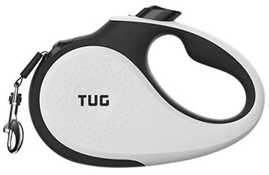 TUG 360° Tangle-Free Retractable Dog Leash | 16 ft Strong Nylon Tape | One-Handed Brake, Pause, Lock (Medium, White) image