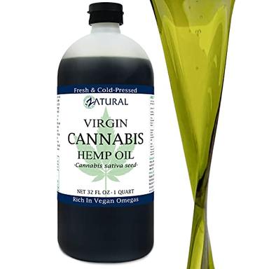 Zatural Organically Grown Hemp Oil 100% Pure Cold Pressed High Vegan Omegas 3 & 6 No Fillers or Additives Therapeutic Grade (32 Ounce) image