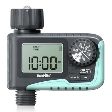 RAINPOINT Sprinkler Timer, Programmable Digital Irrigation Water Timer with Rain Delay/Manual Watering System for Garden/Outdoor Hose, Yard, Lawns, 1 Outlet image