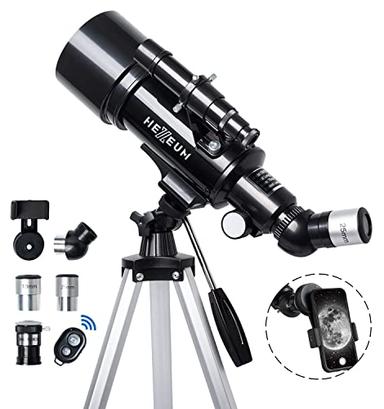 Telescope 70mm Aperture 500mm - for Kids & Adults Astronomical Refracting Telescopes AZ Mount Fully Multi-Coated Optics, with Diagonal Mirror Phone Adapter, Carrying Bag, Wireless Remote Black image