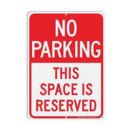 Faittoo No Parking This Space Is Reserved Sign, 14 x 10 Inch Reflective Aluminum Sign, UV Protected and Weatherproof, Durable Ink, Easy to Install and Read, Indoor/Outdoors Use image