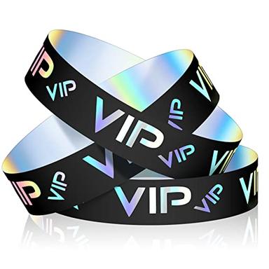 Teling 500 Pack VIP Plastic Wristbands Party Wristbands for Events VIP Custom Wristbands Plastic Bracelets Wristbands Waterproof Wrist Bands Arm Bands for Events Concerts (Black) image