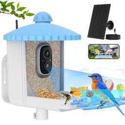 Twesync Smart Bird Feeder with Camera Solar Powered, 1080P HD AI Identify Wild Bird Feeder Camera 5000mAh, Auto Capture Bird Videos & Instant Notifications, Ideal Gift for Bird Lover image