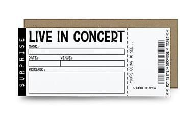 Surprise Concert Ticket Scratch Off Card with Envelope - Live in Concert - Special Occasion - Music (1 Scratch Off Ticket (with envelope)) image
