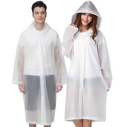 Cosowe Rain Ponchos for Adults Reusable, 2 Pcs Raincoats for Women Men with Hood (A-Adults Poncho-White) image