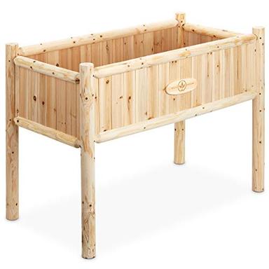 Boldly Growing Wooden Raised Planter Box with Legs - Large Elevated Outdoor Patio Cedar Garden Bed Kit to Grow Herbs and Vegetables - Unmatched Strength Lasts Years, Natural Rot-Resistant Wood image