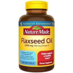 Nature Made Extra Strength Flaxseed Oil 1400 mg, Fish Free Omega 3 Supplement, Dietary Supplement for Heart Health Support, 100 Softgels, 100 Day Supply image