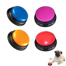 FINEST+ Voice Recording Button for Communication Pet Training Buzzer, 30 Second Record&Playback Dog Toy, Voice Recording Clicker for Cat, Puppy, Pet Trainin, Funny Gift for Study Office Home 4 Pcs image