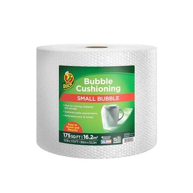Duck Brand Small Bubble Cushioning Wrap for Moving & Shipping - 175 FT Bubble Packing Wrap for Extra Protection Packaging Boxes & Mailers - Clear Bubble Roll Moving Supplies, Perforated Every 12 IN image