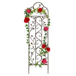 Best Choice Products 60x15in Iron Garden Trellis, Arched Outdoor Decoration w/Branches, Birds for Lawn, Garden, Backyard, Climbing Plants - Bronze image