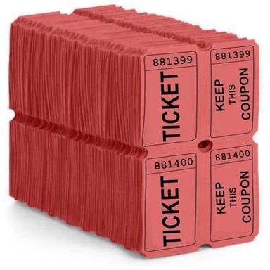 100 Red Colored Raffle Tickets Double Roll 50/50 Carnival Fair Split The Pot One Hundred Consecutively Numbered Fundraiser Festival Event Party Door Prize Drawing Perforated Stubs image