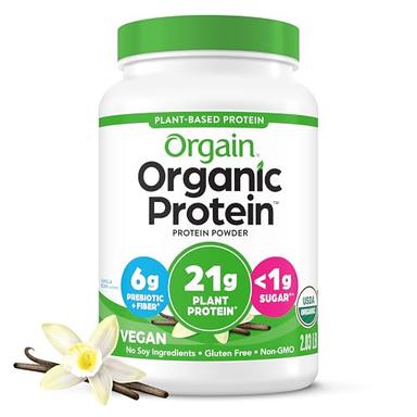 Orgain Organic Vegan Protein Powder, Vanilla Bean - 21g Plant Based Protein, Gluten Free, Dairy Free, Lactose Free, Soy Free, No Sugar Added, Kosher, For Smoothies & Shakes - 2.03lb image