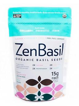 Zen Basil Seeds | Edible Basil Seeds USDA Organic, Kosher, Non-GMO, lectin Free, Gluten Free, Plant Based, Keto, Paleo, Vegan | 15g Fiber per/serv | 14oz | More Fiber Than chia Seeds | prebiotic image