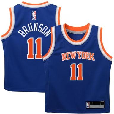 Jalen Brunson New York Knicks NBA Kids 4-7 Blue Icon Edition Player Jersey (US, Numeric, 5, 6, Regular, Blue) image