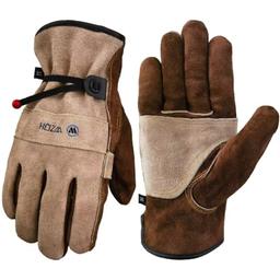 WZQH Leather Work Gloves for Men or Women. Large Glove for Gardening, Tig/Mig Welding, Construction, Chainsaw, Farm, Ranch, etc. Cowhide, Cotton Lined, Utility, Firm Grip, Durable. Coffee-grey L image