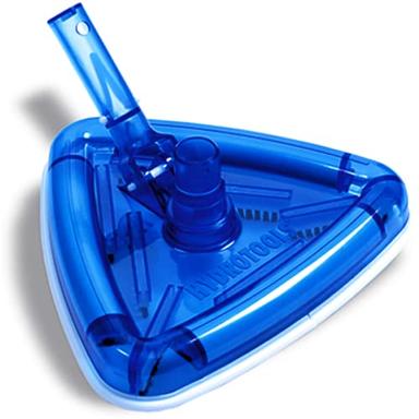 SWIMLINE HYDROTOOLS Manual Pool Vacuum Head Attachment For Inground & Above Ground Pools |Weighted Swimming Pool Vac Head Clear Triangle Shape W/ Bristles| Swivel Hose 1-1/4 or 1-1/2’’| 8145 image